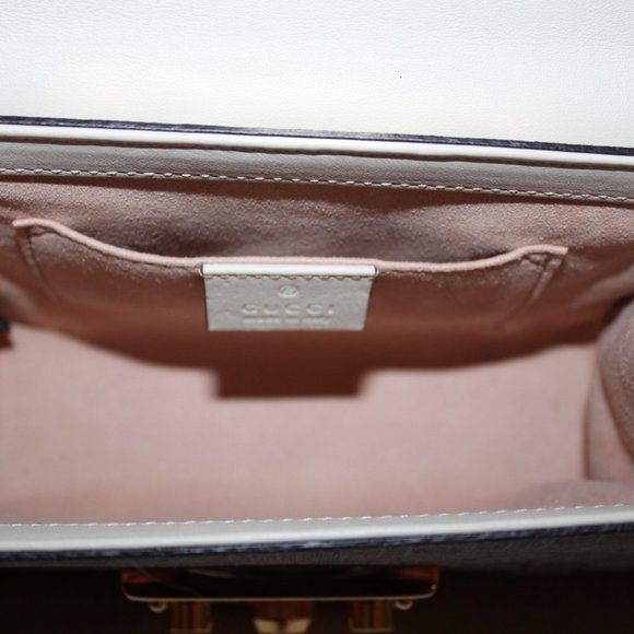 Gucci Padlock Mini GG Supreme Leather/Canvas Bag Ivory and Beige - Picture 14 of 15